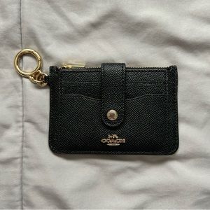 Women’s Coach Wallet Card Case with Black and Gold Hardware